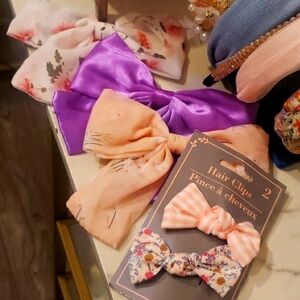 5 Hair Bow Clips, pink, flowers, summer, swimsuit, purple, lila, floral